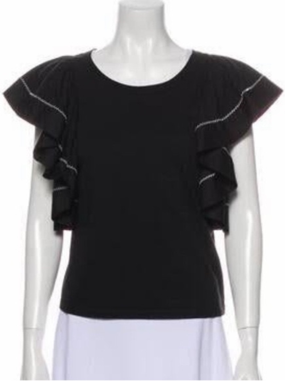 See By Chloé Black Ruffle Sleeve Tee